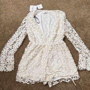 Missguided Cream Lace Jumpsuit